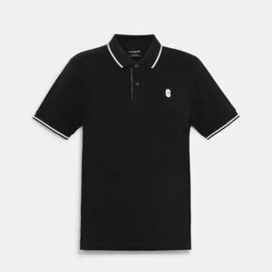 Coach Polo Shirt XXL Black Signature Logo Cotton